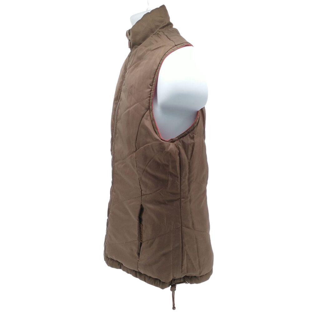 Ruff Hewn Reversible Quilted Zip Vest Red Brown Ripstop Drawstring Womens Medium - Picture 13 of 16